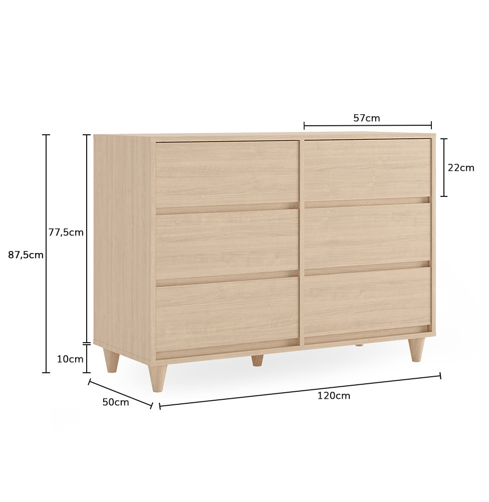 Cômoda de Bebê Haus Nature 6 Gavetas - Carvalho