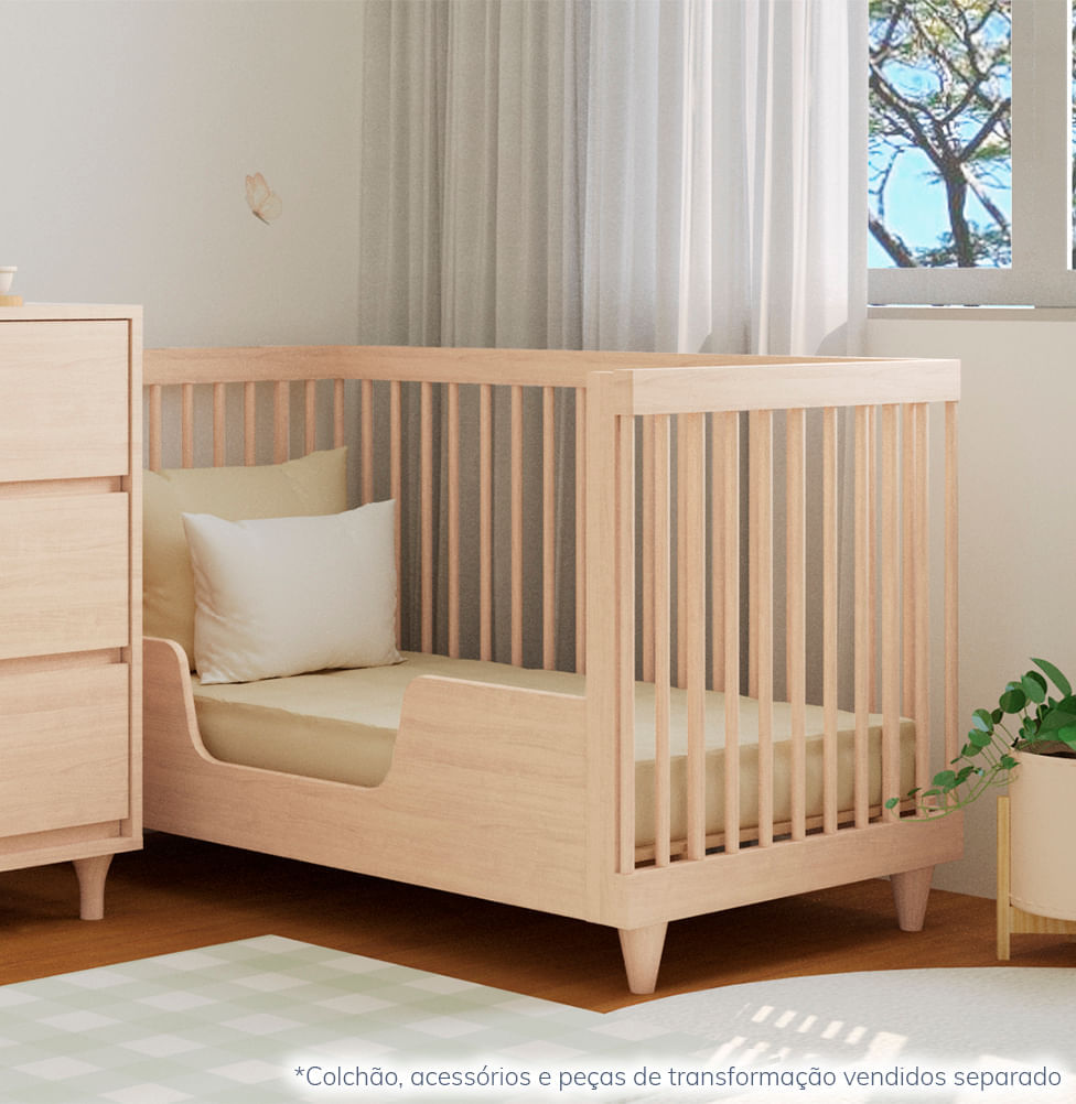 Berço Haus Nature 3 em 1 Palitado - Carvalho