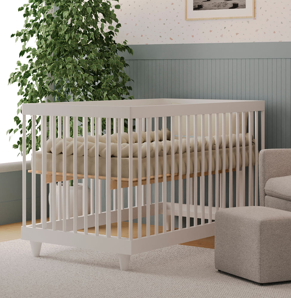 Berço Haus Nature 3 em 1 Palitado - Branco