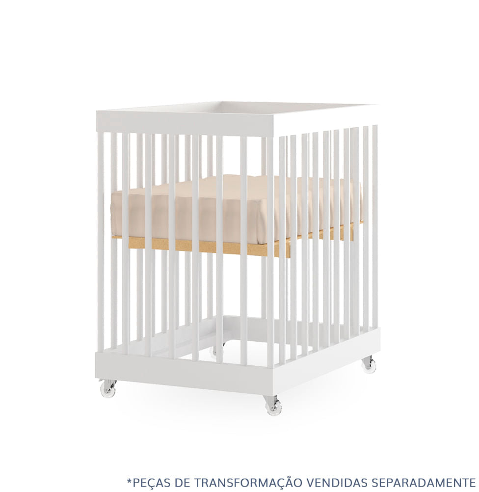 Berço Haus Nature 3 em 1 Palitado - Branco