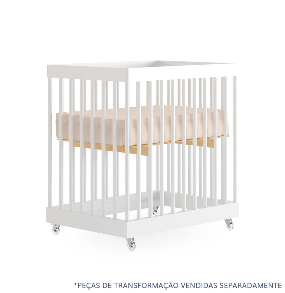Berço Haus Nature 3 em 1 Palitado - Branco