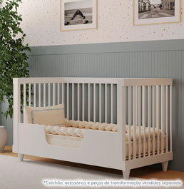 Berço Haus Nature 3 em 1 Palitado - Branco