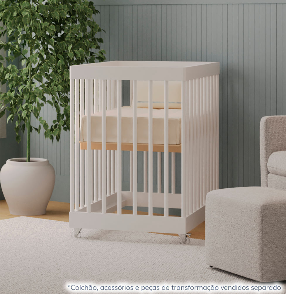 Berço Haus Nature 3 em 1 Palitado - Branco