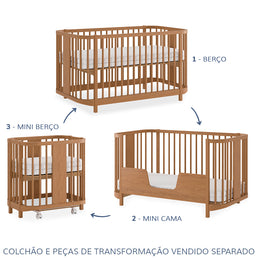 Berço Raika 3 em 1 - Freijó