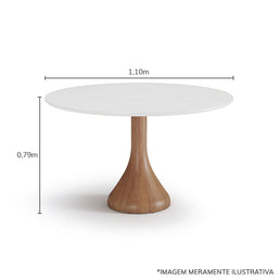 Mesa de Jantar Gota Redonda - Madeira Branco