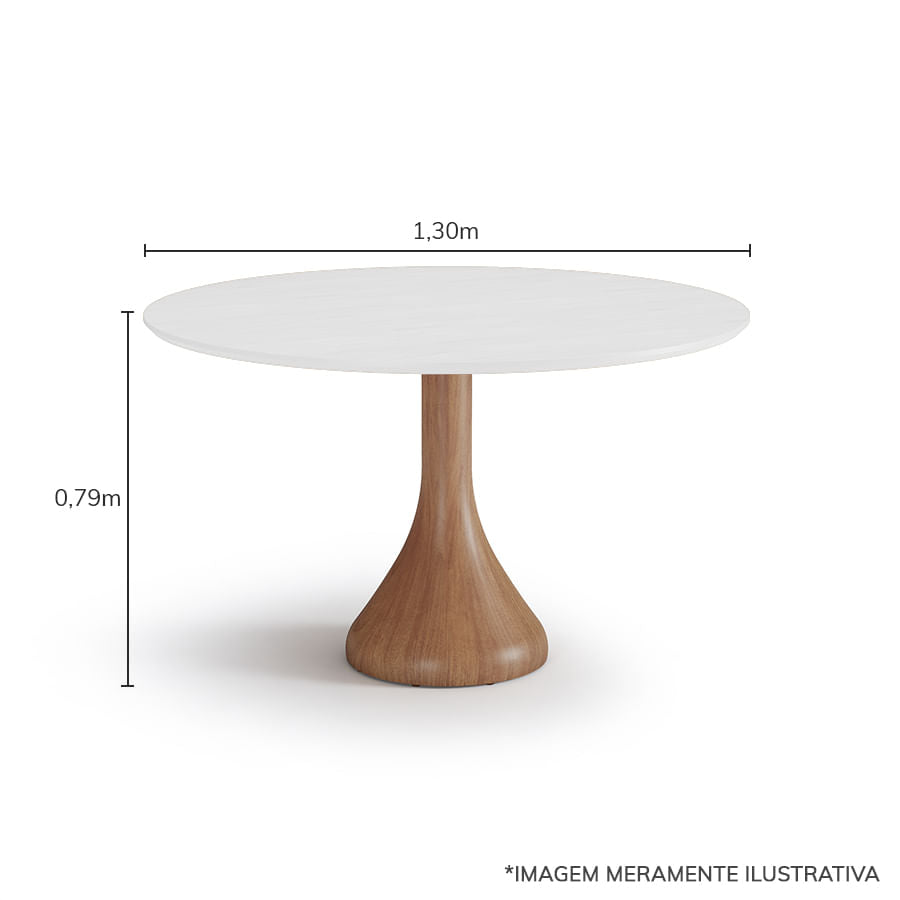 Mesa de Jantar Gota Redonda - Madeira Branco