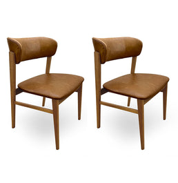 Conjunto de 2 Cadeiras Para Mesa de Jantar Madri Jequitibá Natural - Caramelo