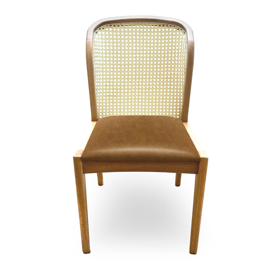 Conjunto de 2 Cadeiras Para Mesa de Jantar Roma Palha Sextavada Jequitibá Natural - Caramelo