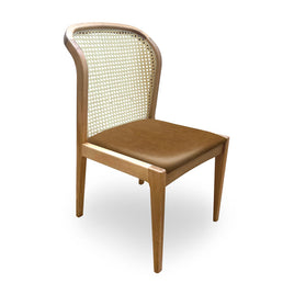 Conjunto de 2 Cadeiras Para Mesa de Jantar Roma Palha Sextavada Jequitibá Natural - Caramelo