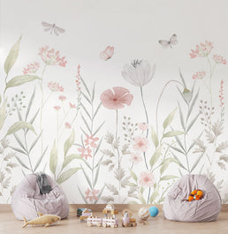 Papel de Parede Infantil Jardim Do Outono Rosa - Mural