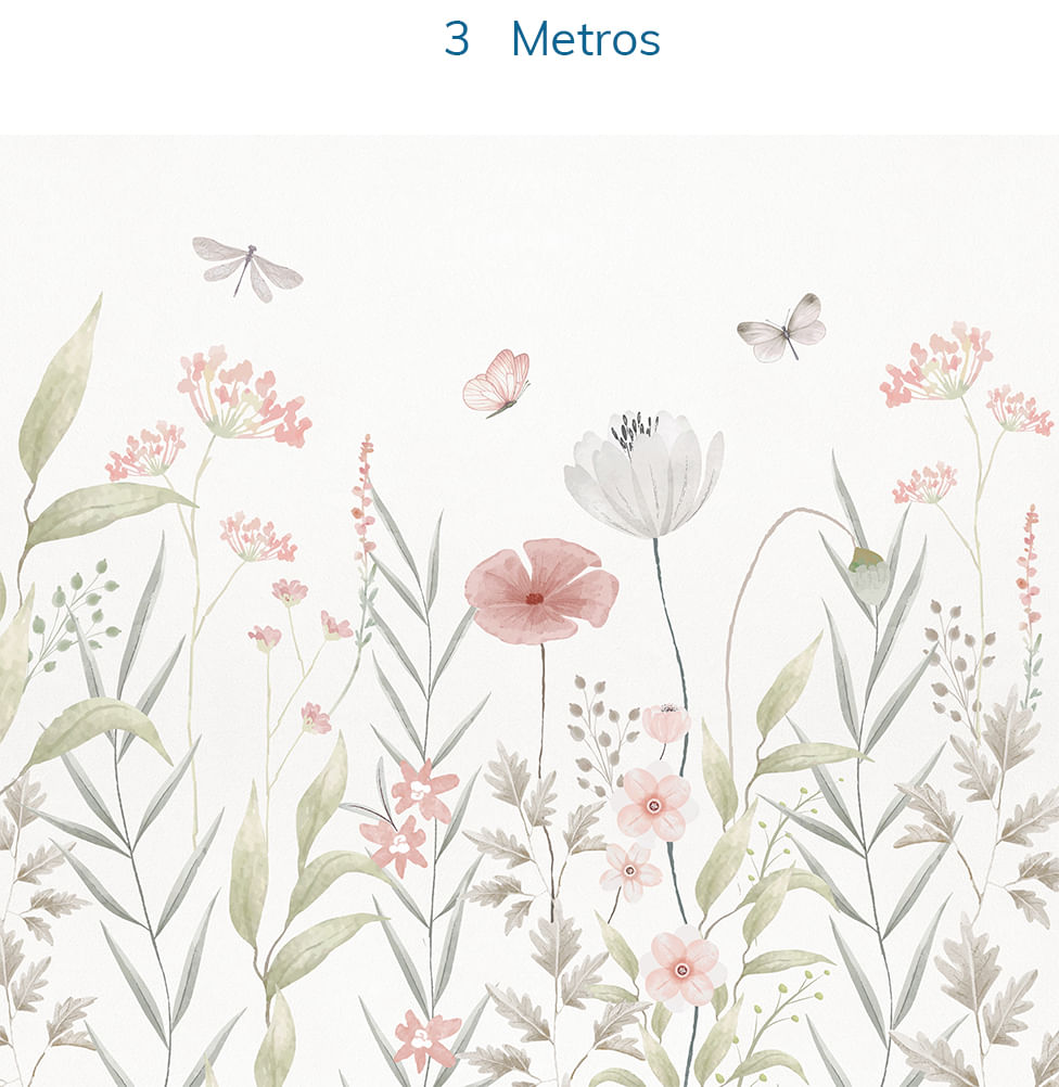 Papel de Parede Infantil Jardim Do Outono Rosa - Mural