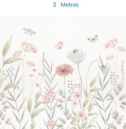 Papel de Parede Infantil Jardim Do Outono Rosa - Mural