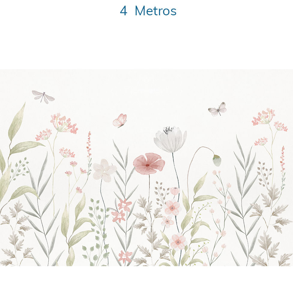 Papel de Parede Infantil Jardim Do Outono Rosa - Mural