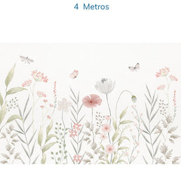 Papel de Parede Infantil Jardim Do Outono Rosa - Mural