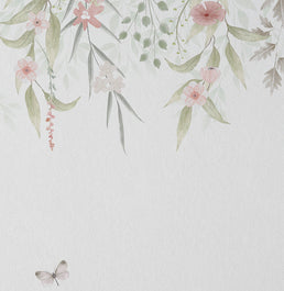 Papel de Parede Infantil Jardim Suspenso do Outono Rosa - Mural