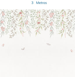 Papel de Parede Infantil Jardim Suspenso do Outono Rosa - Mural