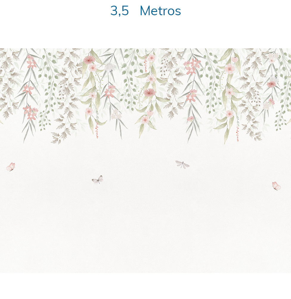 Papel de Parede Infantil Jardim Suspenso do Outono Rosa - Mural