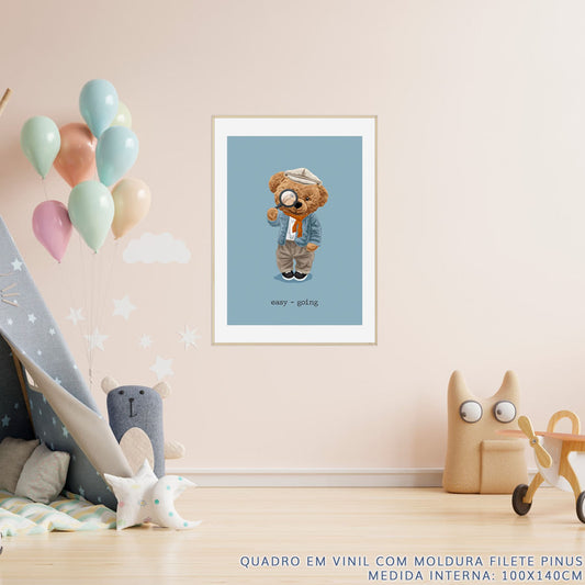 Quadro Infantil Urso Easy Going - Vertical