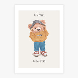 Quadro Infantil Urso It's Cool To Be Kind - Vertical
