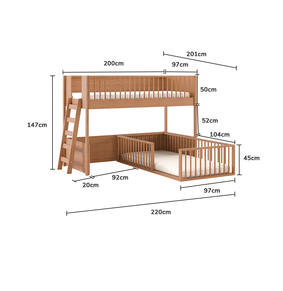 Beliche Infantil Montessoriana Com Cama de Solteiro Fazenda - Freijó