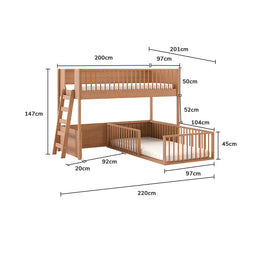 Beliche Infantil Montessoriana Com Cama de Solteiro Fazenda - Freijó