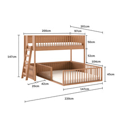 Beliche Infantil Montessoriana Com Cama de Casal Fazenda - Freijó