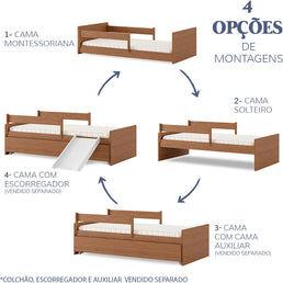 Cama Solteiro Up 2 em 1 - Freijó
