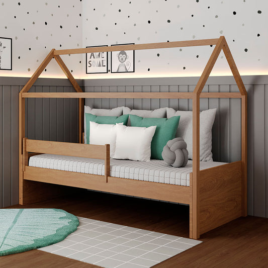 Cama Com Casinha Up 2 em 1 - Freijó