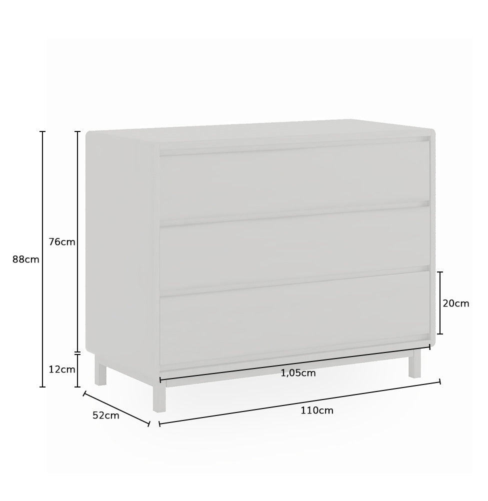 Cômoda de Bebê Nord 3 Gavetas - Branco