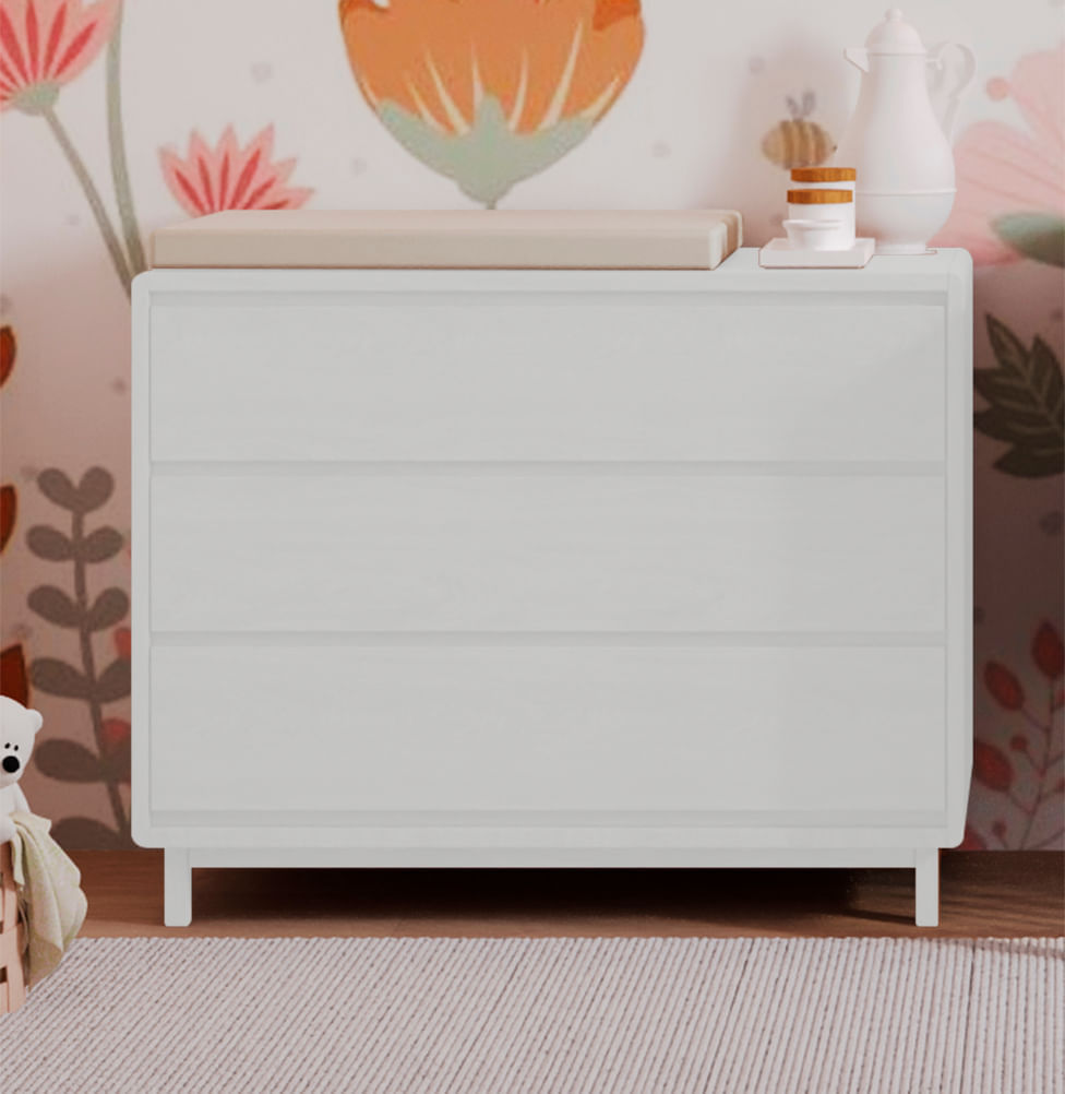 Cômoda de Bebê Nord 3 Gavetas - Branco