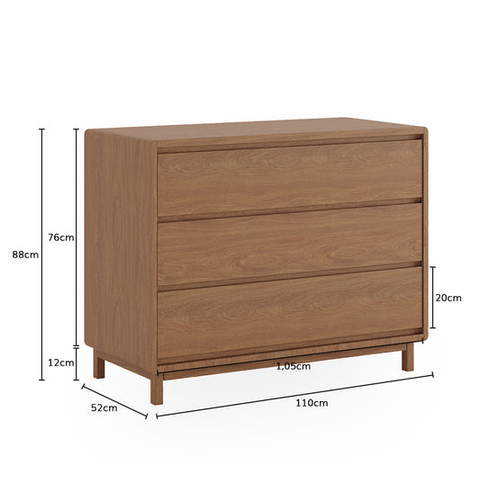 Cômoda de Bebê Nord 3 Gavetas - Freijó