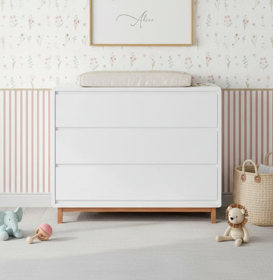 Cômoda de Bebê Nord 3 Gavetas - Branco Jequitibá