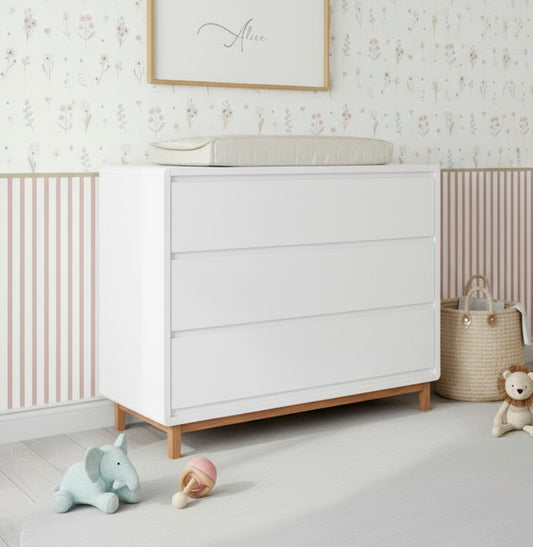Cômoda de Bebê Nord 3 Gavetas - Branco Jequitibá