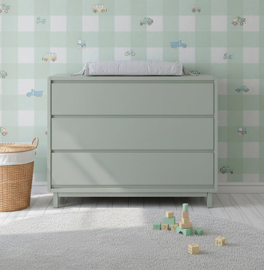 Cômoda de Bebê Nord 3 Gavetas - Verde Jardim