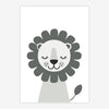 Quadro Infantil Leão Moderno Cinza - Vertical