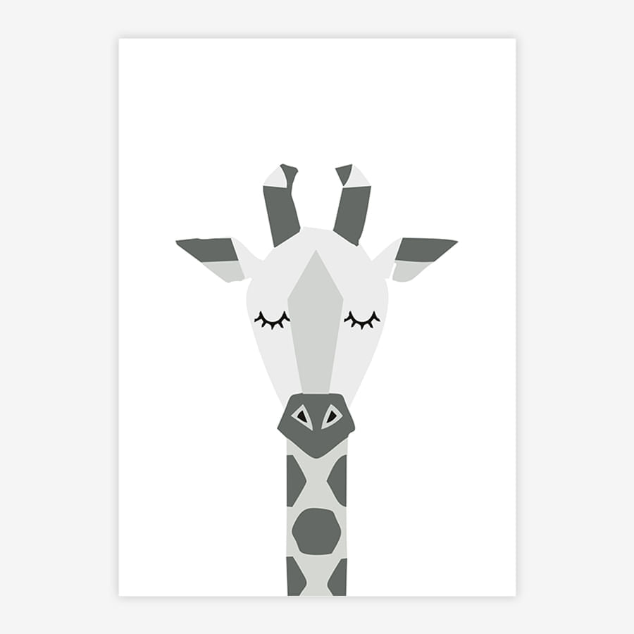 Quadro Infantil Girafa Moderno Cinza - Vertical