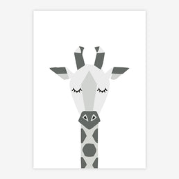 Quadro Infantil Girafa Moderno Cinza - Vertical