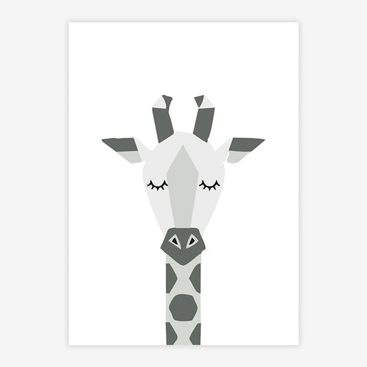 Quadro Infantil Girafa Moderno Cinza - Vertical