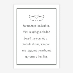 Quadro Infantil Oração Santo Anjo Moderno Cinza - Vertical