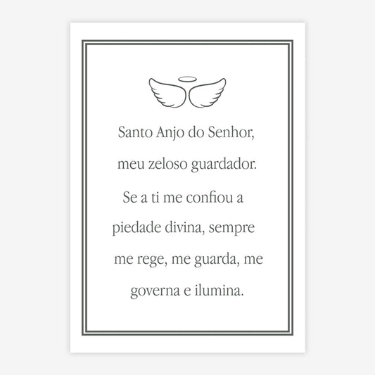 Quadro Infantil Oração Santo Anjo Moderno Cinza - Vertical