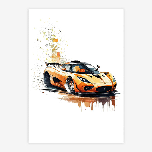 Quadro Infantil Carro Sports Aquarela Colors - Vertical