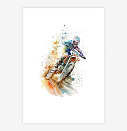 Quadro Infantil Motocross Aquarela Colors - Vertical