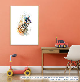 Quadro Infantil Motocross Aquarela Colors - Vertical