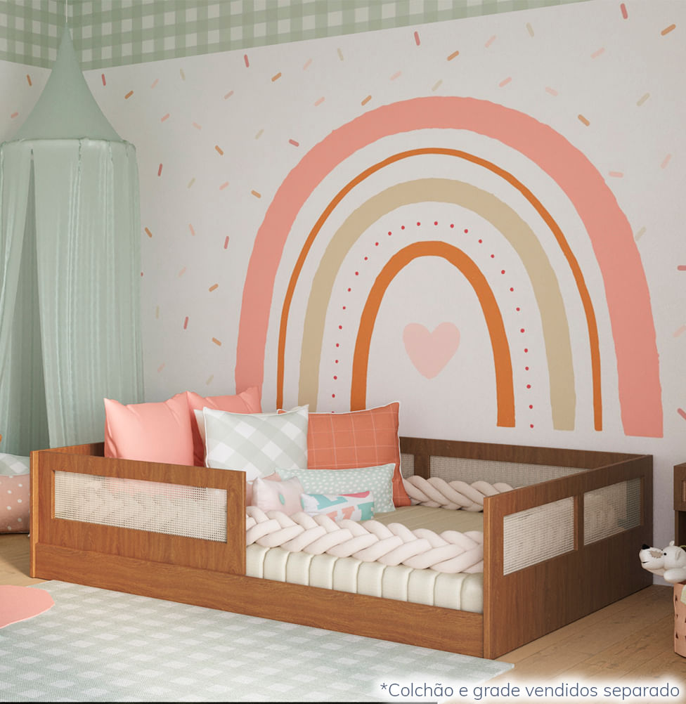 Cama Montessoriana Casal Haus Com Palha - Freijó