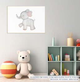 Quadro Infantil Selva Elefante Color - Horizontal