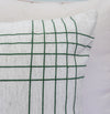 Capa de Almofada Linho Bordado Xadrez - Verde Seco 50x50cm
