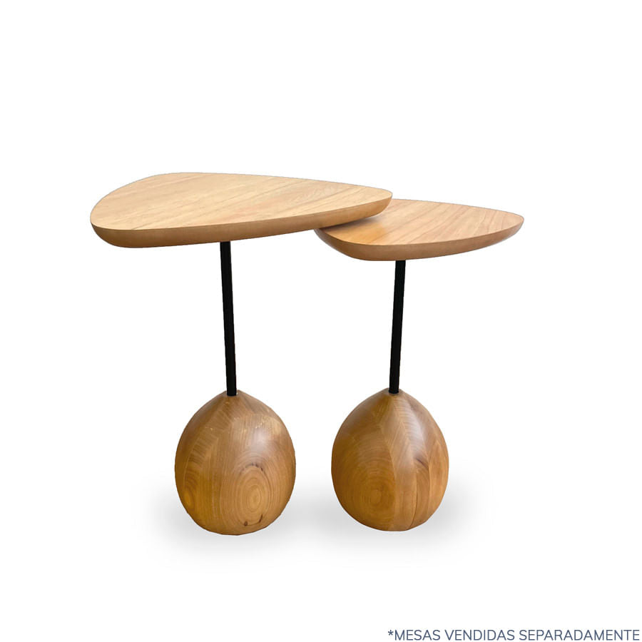 Mesa Lateral Pingo - Cinamomo Natural e Haste Preta