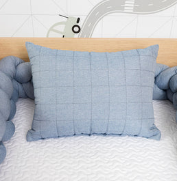 Capa de Almofada Quadradinho Chambre 60x40cm - Azul Mescla