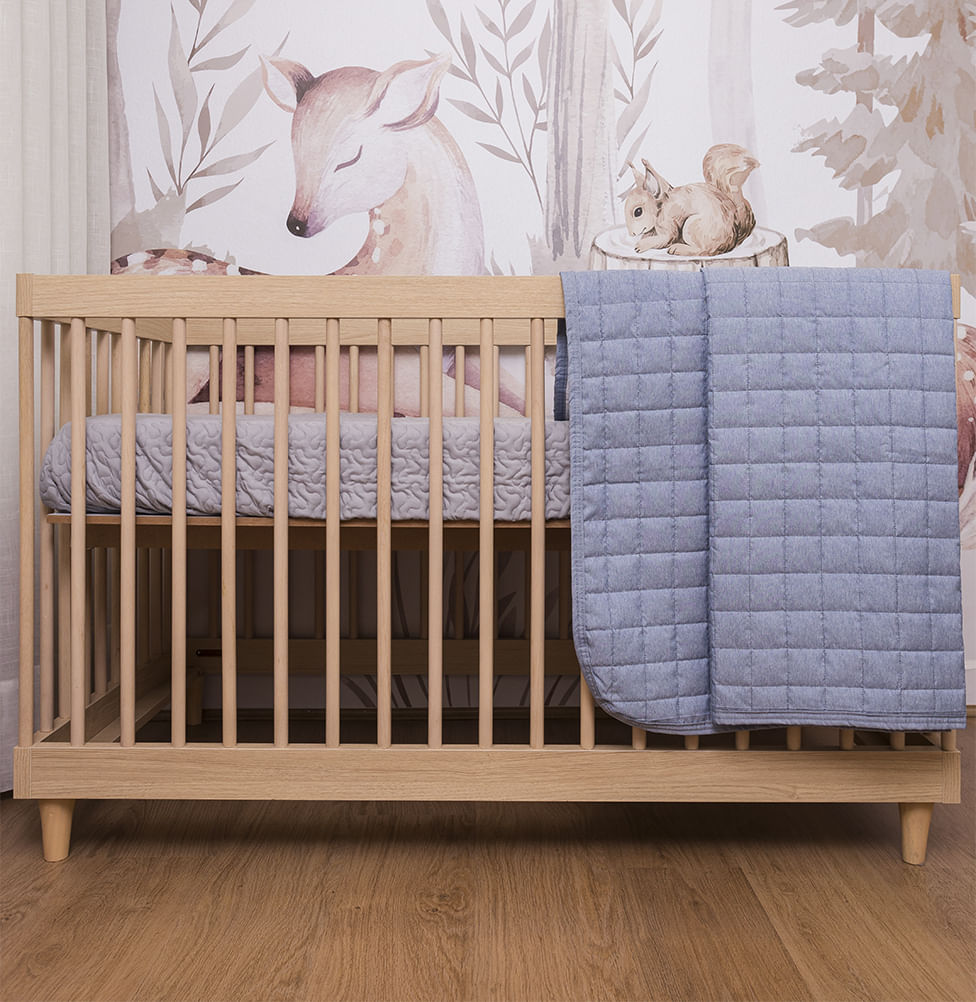 Colcha para Berço Chambre Quadradinho - Azul Mescla