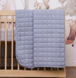 Colcha para Berço Chambre Quadradinho - Azul Mescla